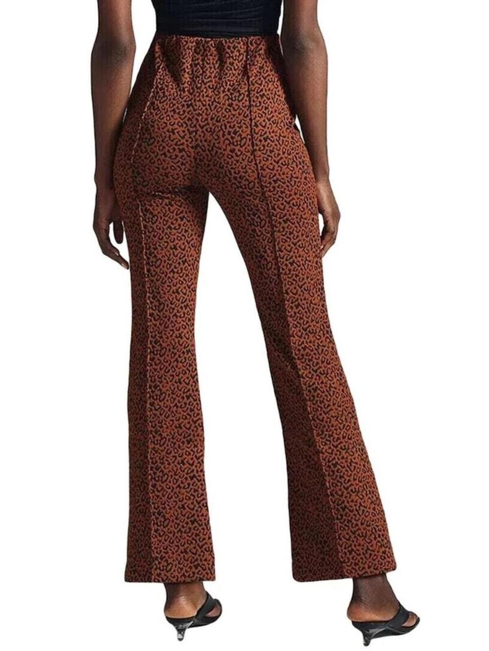 Anthropologie Eva Franco Kick-Flare Cropped Pants Cheetah Animal Hi Rise